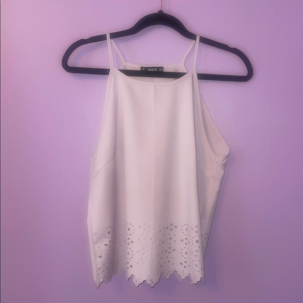 SHEIN White Asymmetrical Cut Out Camisole